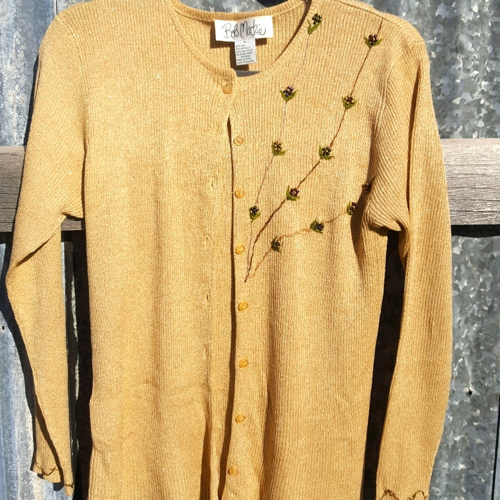 Vintage Bob Mackie gold hand embroidered cardigan